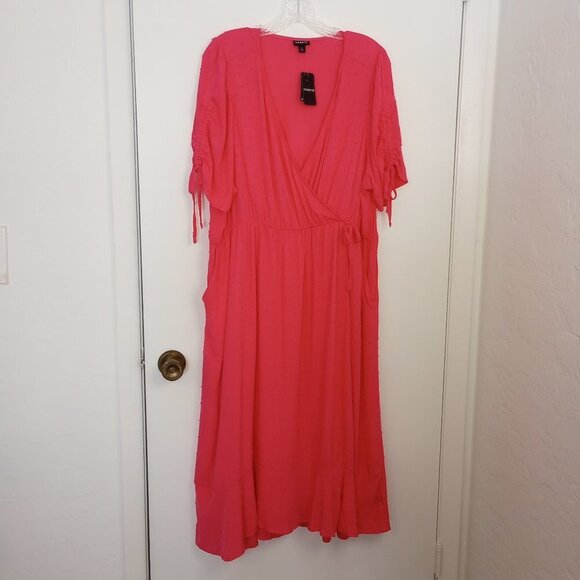 Torrid Swiss Linen Surplice Midi Dress - Picture 1 of 12